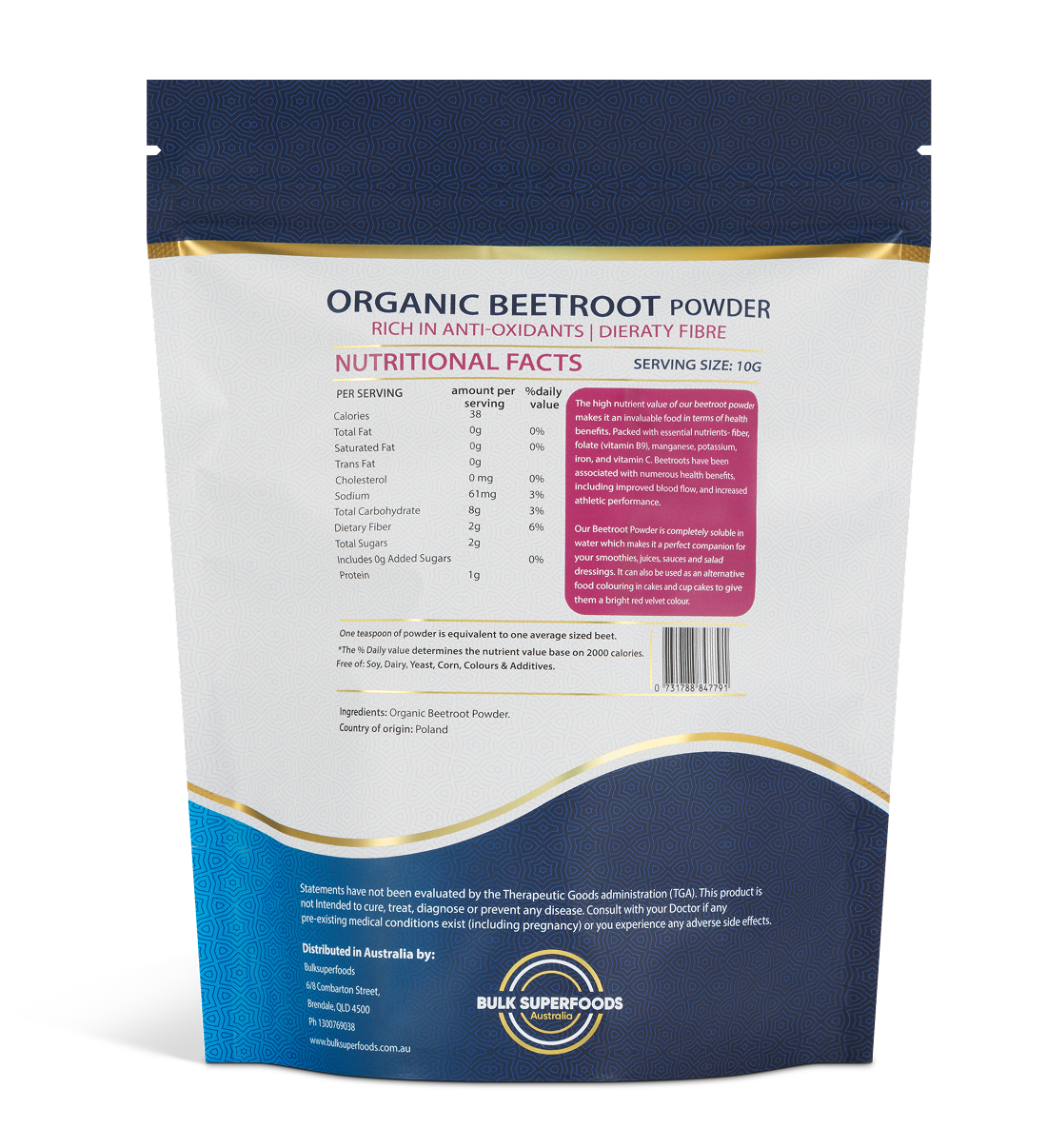 Organic Beetroot Powder 500g