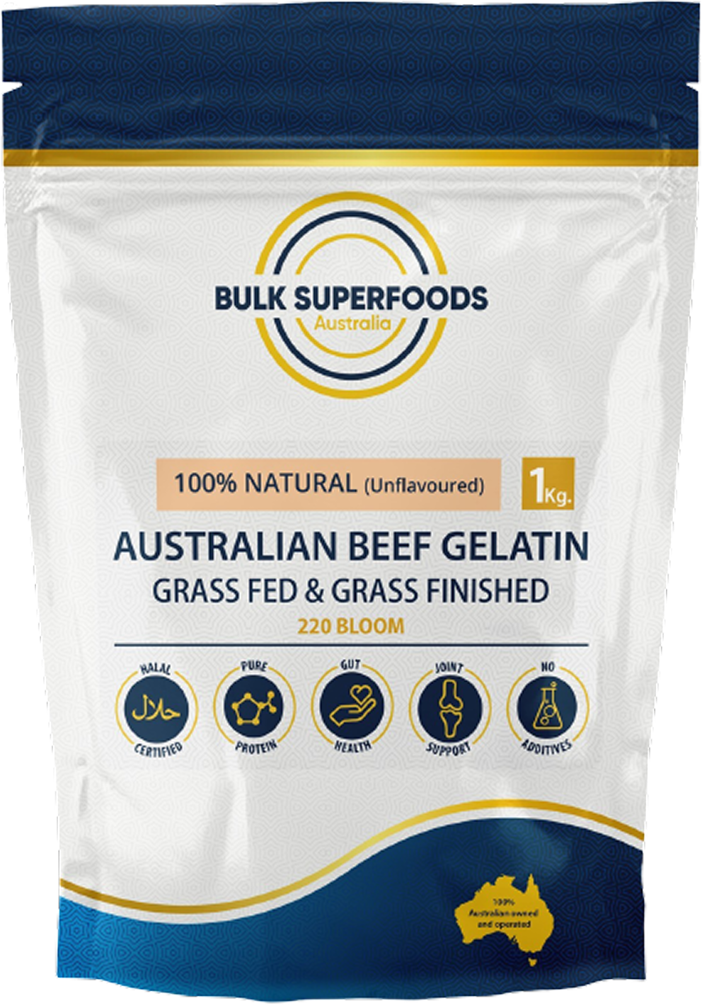 Pure Australian Beef Gelatin Grass Fed & Grassed Finished 1Kg